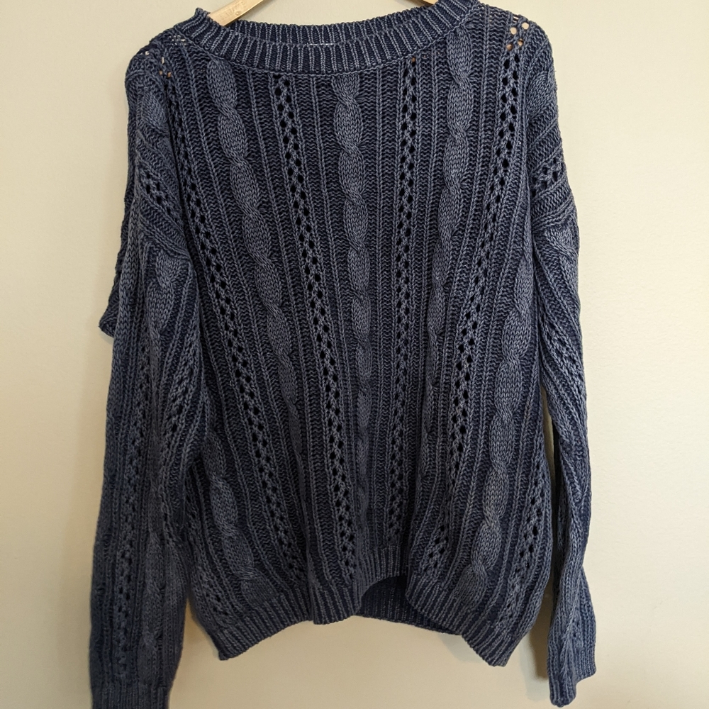 Weathered Blue Cable Knit Sweater